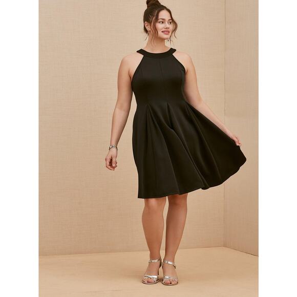 torrid Dresses & Skirts - Torrid 1 Mini Scuba Fluted Dress in Deep Black